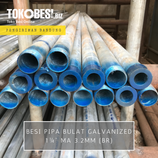 Besi Pipa Bulat Galvanized 11/4"ma 3.2mm (br)